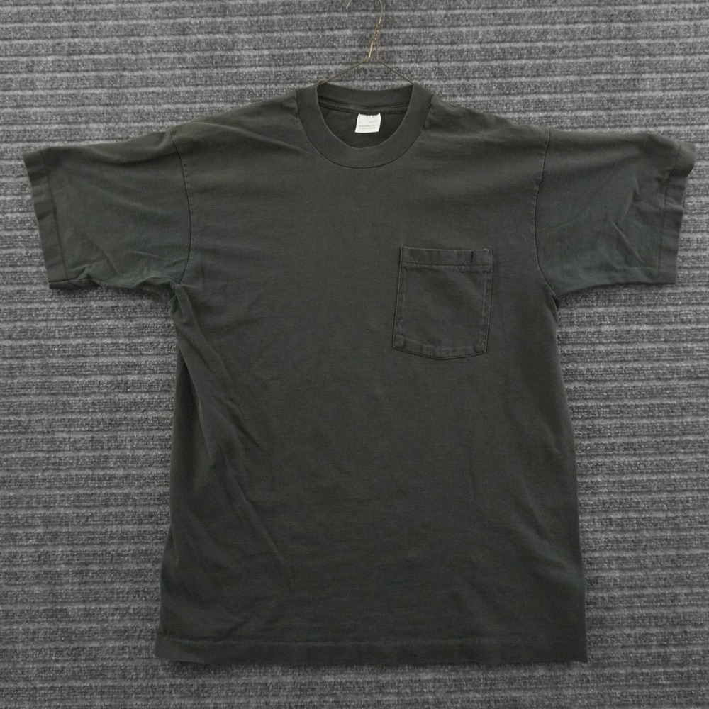 Vintage 80s Slammer USA Munsingwear T-Shirt Mens L Black Selvedge Pocket Tee